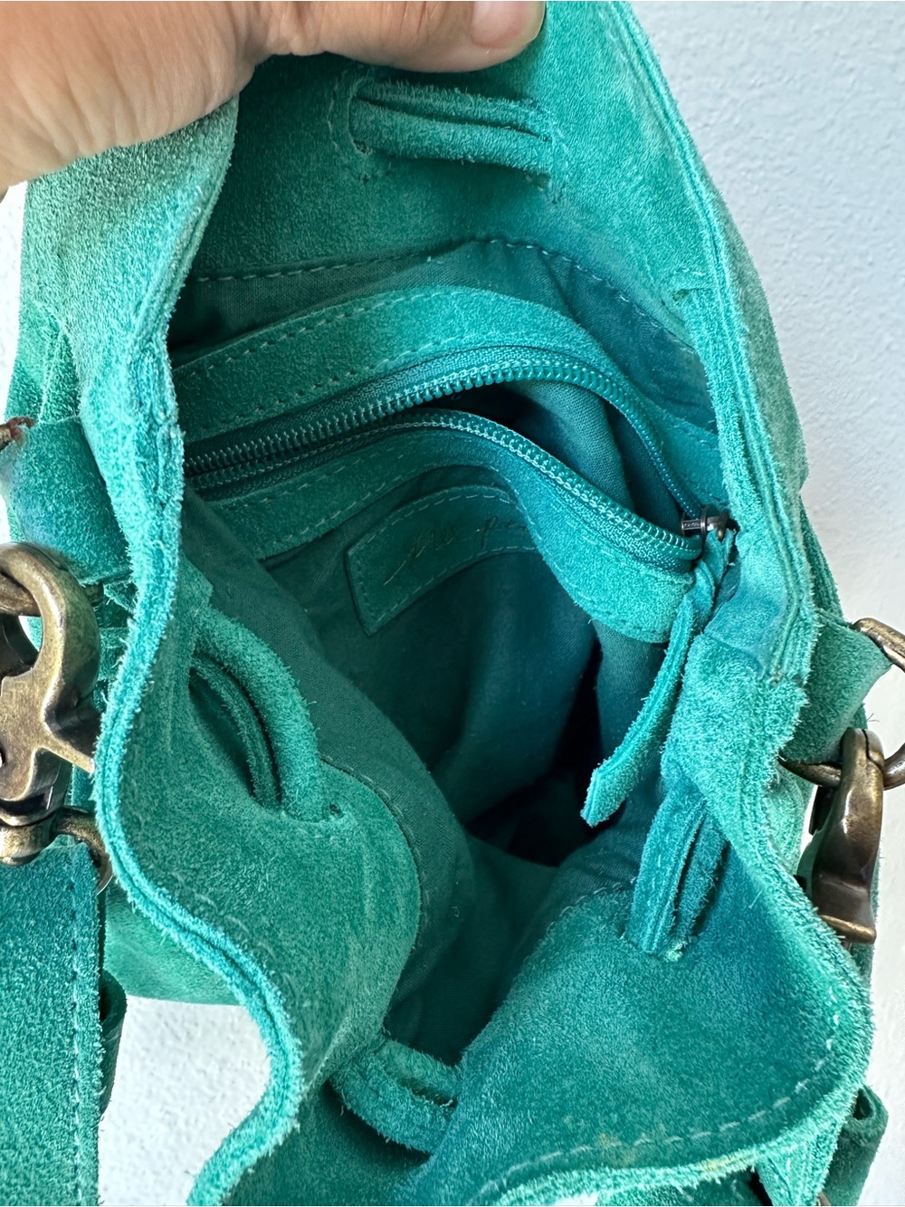 Free People // Billie Suede Crossbody Bag - Kelly Green - Picture 7 of 9